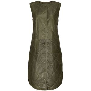 Notyz, Gewatteerd vest leer 11158 Groen, Dames, Maat:M