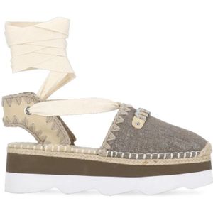 Mou, Schoenen, Dames, Beige, 40 EU, Beige Glitter Sandalen met Enkelveters