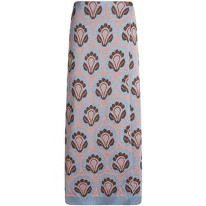 Etro, Blauwe Gebreide Midi Rok Veelkleurig, Dames, Maat:M