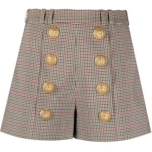 Balmain, Korte broeken, Dames, Veelkleurig, M, Wol, Multicolor Prince of Wales Casual Shorts