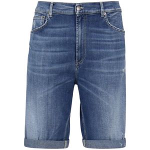 Dondup, Korte broeken, Heren, Blauw, W35, Katoen, Blauwe Loose Fit Bermuda Shorts