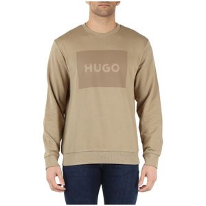 Hugo Boss, Sweatshirts & Hoodies, Heren, Beige, L, Katoen, Logo Sweatshirt met Ribdetails
