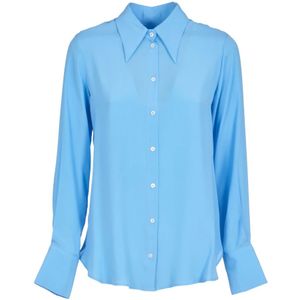 Ottod'Ame, Blouses & Shirts, Dames, Blauw, S, Leer, Slim Fit Blauw Overhemd