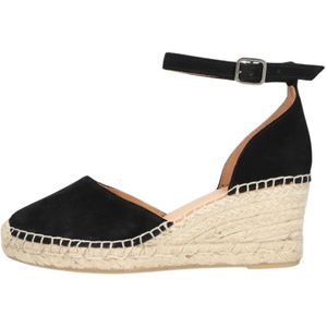 Via Vai, Schoenen, Dames, Zwart, 37 EU, Suède, Zwarte Flora Braid Espadrille Sandaal