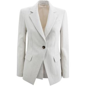 Brunello Cucinelli, Klassieke Lichtgrijze Blazer Wit, Dames, Maat:S