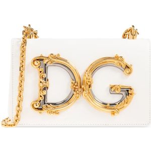Dolce & Gabbana, Tassen, Dames, Wit, ONE Size, Leer, ‘DG Girls’ schoudertas