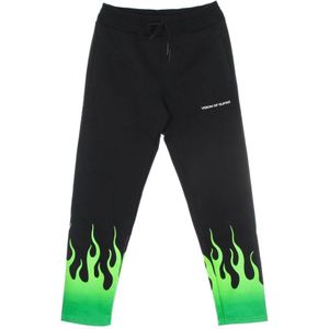 Vision OF Super, Groene Shaded Flames Broek - Lichtgewicht trainingsbroek Zwart, Heren, Maat:S