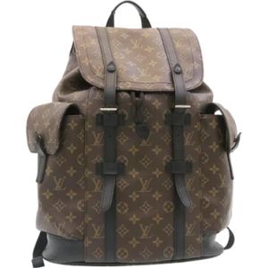 Louis Vuitton Vintage, Tweedehands Bruine Canvas Louis Vuitton Rugzak Bruin, Dames, Maat:ONE Size