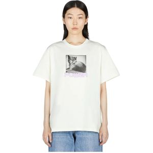 Stella McCartney, Tops, Dames, Wit, L, Katoen, Grafische Print Cat Power T-Shirt