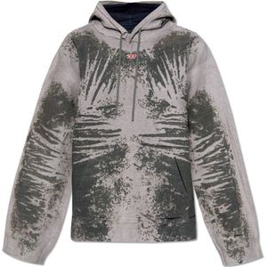 Diesel, Sweatshirts & Hoodies, unisex, Grijs, XL, Katoen, D-Um-Rib-S hoodie