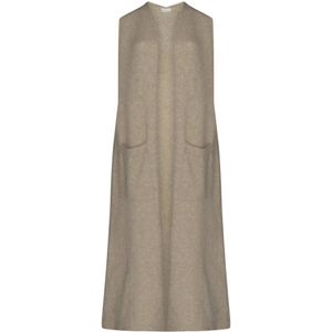 Jane Lushka, Luxe Mouwloze Mohair Wol Vest Beige, Dames, Maat:S