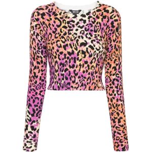 Just Cavalli, Truien, Dames, Veelkleurig, M, Polyester, Roze Digitale Print Sweaters