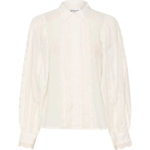 Karen by Simonsen, Blouses & Shirts, Dames, Beige, M, Katoen, Vrouwelijke witte blouse met pofmouwen