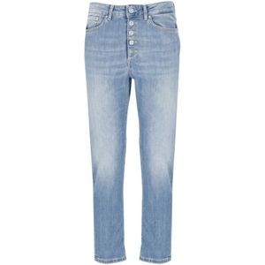 Dondup, Jeans, Dames, Blauw, W30, Katoen, Blauwe Katoenen Jeans met Juweelknopen