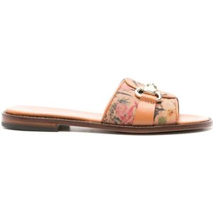 Doucal's, Bloemenprint Muiltje Sandalen Beige, Dames, Maat:37 EU