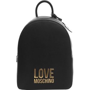 Love Moschino, Tassen, Dames, Zwart, ONE Size, Polyester, Zwarte synthetische rugzak voor vrouwen