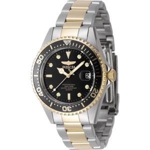 Invicta Watches, Accessoires, Heren, Grijs, ONE Size, Pro Diver Quartz Horloge Zwarte Wijzerplaat