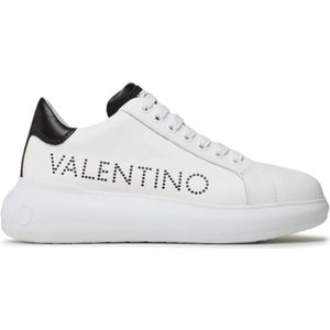 Valentino, Schoenen, Heren, Wit, 45 EU, Witte Leren Sneakers met Logo Lettering
