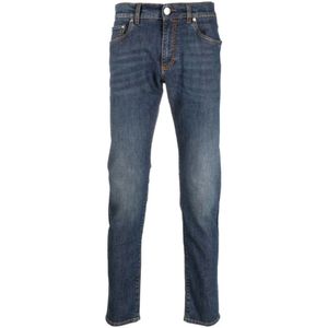 Etro, Jeans, Heren, Blauw, W30, Katoen, Indigo Blauwe Straight-Leg Jeans
