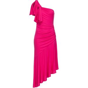 Pinko, Kleedjes, Dames, Roze, S, One-Shoulder Jurk met Volant