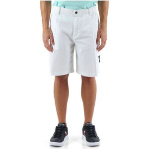 Calvin Klein Jeans, Korte broeken, Heren, Wit, XL, Katoen, Cargo Stretch Katoenen Bermuda Shorts
