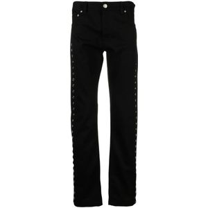 Alexander McQueen, Jeans, Heren, Zwart, M, Katoen, Slim-Fit Zwarte Jeans met Metalen Oogjes Detail