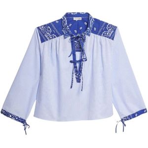 Arizona Love, Blouses & Shirts, Dames, Blauw, ONE Size, Katoen, Handgemaakte Katoenen Blouse