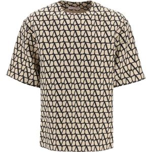 Valentino, Zijden Faille Iconographe T-Shirt Veelkleurig, Heren, Maat:S