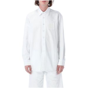 Raf Simons, Overhemden, Heren, Wit, M, Denim, Witte Denim Overhemd Straight Fit