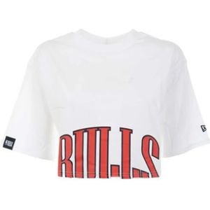 New Era, Tops, Dames, Wit, M, Chicago Bulls NBA Team Wordmark T-shirt