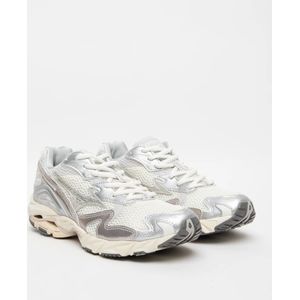 Mizuno, Schoenen, Dames, Grijs, 39 EU, Leer, Zilveren Veterschoenen Mesh Crème