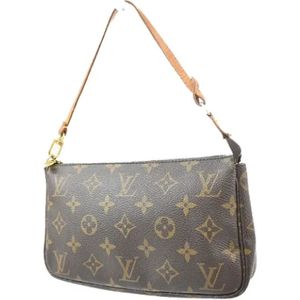 Louis Vuitton Vintage, Pre-owned, Dames, Bruin, ONE Size, Leer, Pre-owned Canvas clutches