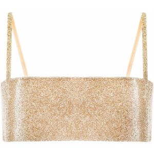 Nué, Gouden Zijden Rhinestone Top Beige, Dames, Maat:S