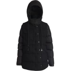 Moncler, Mantels, Dames, Zwart, M, Lange Winterjas