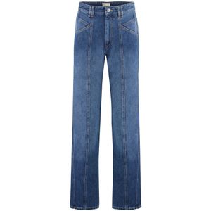 Isabel Marant, Jeans, Dames, Blauw, 2Xs, Katoen, Tapered Fit Jeans met Logo Label