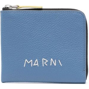 Marni, Wallets Cardholders Blauw, Heren, Maat:ONE Size