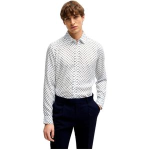 Hugo Boss, Overhemden, Heren, Veelkleurig, M, Bedrukt Oxford Overhemd Regular Fit