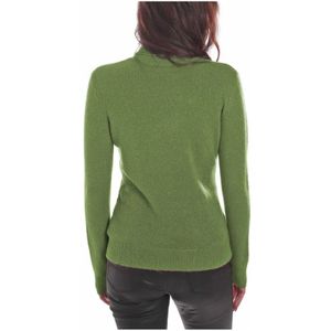 YES Zee, Truien, Dames, Groen, L, Groene Viscose Trui met Rolnek