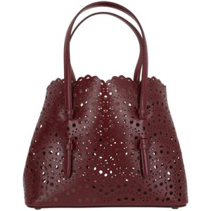 Alaïa, Tassen, Dames, Bruin, ONE Size, Rode Laser-Cut Tote Tas