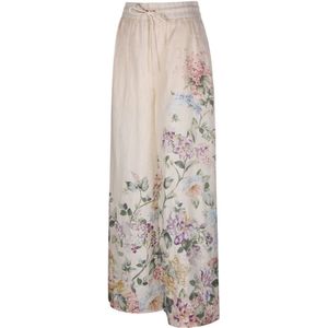 Zimmermann, Broeken, Dames, Veelkleurig, S, Linnen, Bloemen Halliday Relaxte Broek