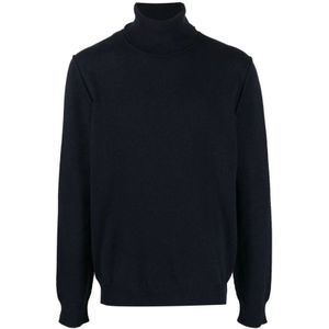 Maison Margiela, Truien, Heren, Blauw, 2Xl, Kasjmier, Blauwe Cashmere Coltrui Coltrui