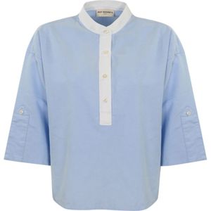 Roy Roger's, Katoenen overhemd met 3/4 mouwen Blauw, Dames, Maat:S