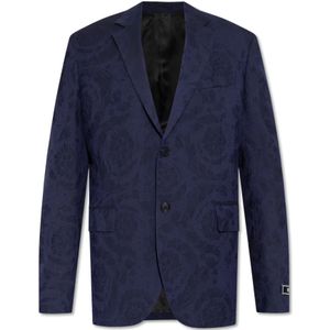 Versace, Blazer met Barocco-patroon Blauw, Heren, Maat:M