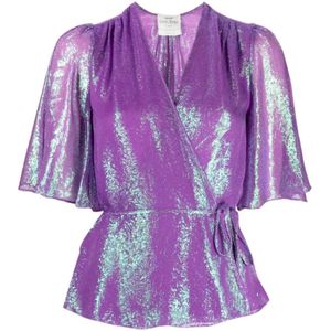 Forte Forte, Blouses & Shirts, Dames, Paars, XS, Paarse Metallic Geweven Top