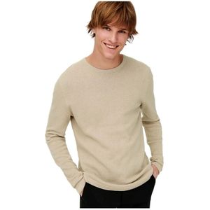 Only & Sons, Truien, Heren, Beige, S, Lange mouwen T-shirt