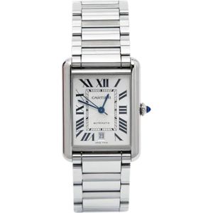 Cartier Vintage, Pre-owned, Heren, Grijs, ONE Size, Pre-owned Stainless Steel watches