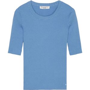 Marc O'Polo, Truien, Dames, Blauw, XS, Katoen, Kort gebreide trui aansluitend