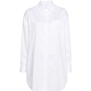 Calvin Klein, Witte Katoenen Poplin Overhemd Wit, Dames, Maat:S