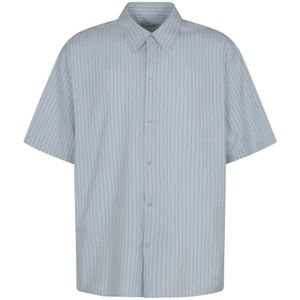 Lanvin, Overhemden, Heren, Blauw, 2Xl, Reefer-Style Gestreept Overhemd