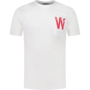 Woolrich, Tops, Heren, Wit, XL, Witte T-shirts en Polos met Zakje